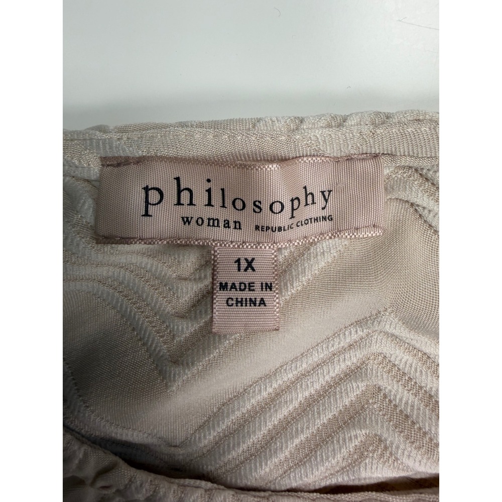 Philosophy Republic Clothing Womens 1X Cream Chevron Textured Blouse Top - Picture 3 of 9